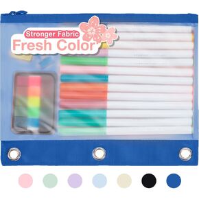 Forvencer Pencil Pouch for 3 Ring Binder, Large Capacity Binder Pencil Pouch with Smooth Zipper & 3 Reinforced Grommets, Pencil Case for Binder Clear Window to Organize School Office Supplies, Purple in Kuwait