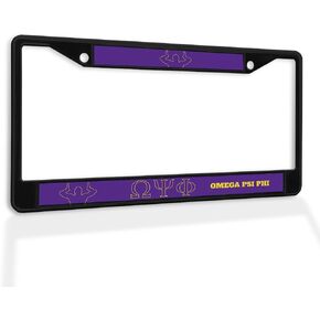Fastasticdeals Metal Insert License Plate Frame Omega Psi Phi Weatherproof Car Accessories Black 2 Holes Solid Insert in Kuwait