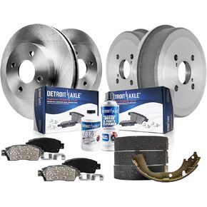 Detroit Axle - Brake Kit for 1993-1997 Toyota Corolla Geo Prizm Front Disc Brake Rotors Ceramic Brakes Pads 1994 1995 1996 Replacement Rear Brake Drums Brake Shoes in Saudi Arabia