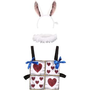 White Rabbit Costume Kit for Adults - Headband, Collar, and Tabard with Faux Fur Ears in Saudi Arabia