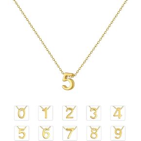 KSF Gold Number Necklace for Women - DIY 10 PCS Number 0-9 Charm Necklace, 18K Gold Plated Number Pendant Dainty Birth Month Choker Game Day Accessories Personalized Jewelry Birthday Gift for Her in Saudi Arabia