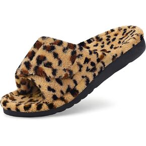 Shevalues Shevalues sheropedic slippers للنساء مع الدعم القوس قابلة للتعديل أحذية منزل القدم المفتوحة لالتهاب اللفافة الأخمصية ، النمر البني 39 in Kuwait
