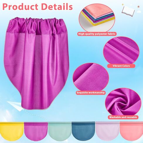 GISGFIM 6 PCS School Classroom Stretains Dark to School Stretains Easy تثبيت ديكور فصول دراسية ملونة للرعاية النهارية في غرفة النوم الأولية غرفة المعيشة 21 "× 24" (الظلام) in Kuwait