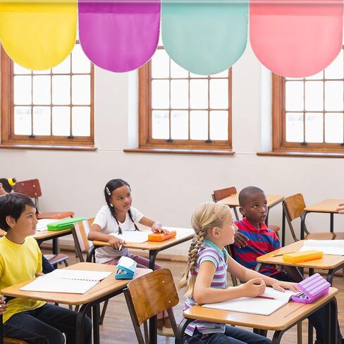 GISGFIM 6 PCS School Classroom Stretains Dark to School Stretains Easy تثبيت ديكور فصول دراسية ملونة للرعاية النهارية في غرفة النوم الأولية غرفة المعيشة 21 "× 24" (الظلام) in Kuwait