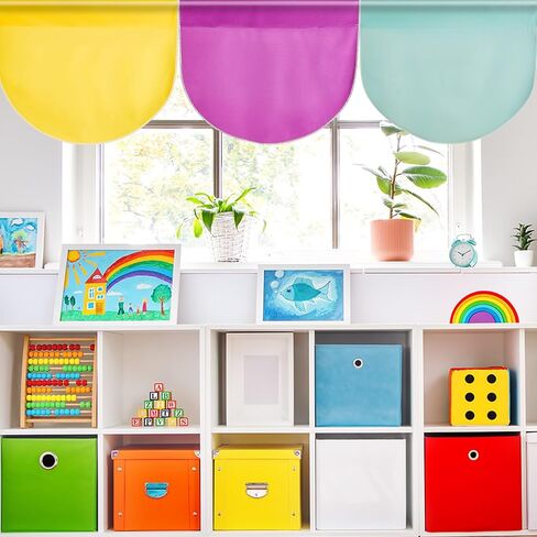 GISGFIM 6 PCS School Classroom Stretains Dark to School Stretains Easy تثبيت ديكور فصول دراسية ملونة للرعاية النهارية في غرفة النوم الأولية غرفة المعيشة 21 "× 24" (الظلام) in Kuwait