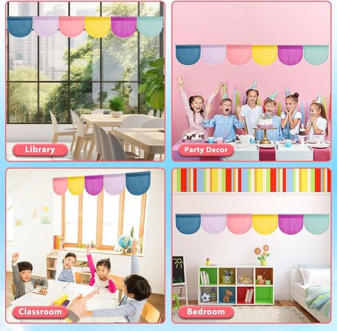 GISGFIM 6 PCS School Classroom Stretains Dark to School Stretains Easy تثبيت ديكور فصول دراسية ملونة للرعاية النهارية في غرفة النوم الأولية غرفة المعيشة 21 "× 24" (الظلام) in Kuwait