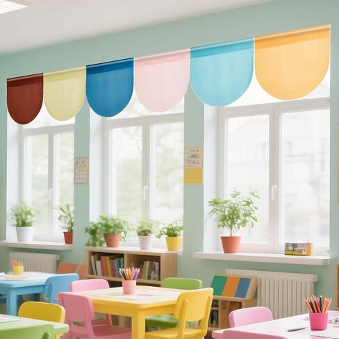 GISGFIM 6 PCS School Classroom Stretains Dark to School Stretains Easy تثبيت ديكور فصول دراسية ملونة للرعاية النهارية في غرفة النوم الأولية غرفة المعيشة 21 "× 24" (الظلام) in Saudi Arabia