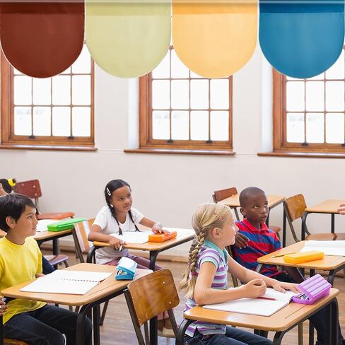 GISGFIM 6 PCS School Classroom Stretains Dark to School Stretains Easy تثبيت ديكور فصول دراسية ملونة للرعاية النهارية في غرفة النوم الأولية غرفة المعيشة 21 "× 24" (الظلام) in Saudi Arabia