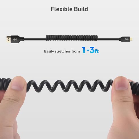 Cable Matters 48Gbps 8K HDMI Coiled Cable 1-3ft with 8K@60Hz, 4K@240Hz and HDR Support, HDMI Cable Coiled for PS5, Xbox Series X/S, RTX4080/4090, RX 7800/7900, Apple TV, and More in Saudi Arabia