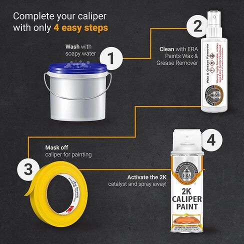 ERA Paints Orange Brake Caliper Paint With Omni-Curing Catalyst Technology - 2K Aerosol Glossy Finish High Temp Resistance And Extreme Durability Against Color Fade And Chemicals Like Brake Fluid in Saudi Arabia