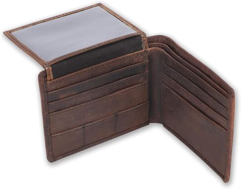 جلود الحبوب الكاملة RFID حظر محفظة Bifold للرجال مع حامل الغيتار ، و Billfold Slim Leather ، ومحفظة هدية كلاسيكية (محفظة تمريرة ، بنية) in Kuwait