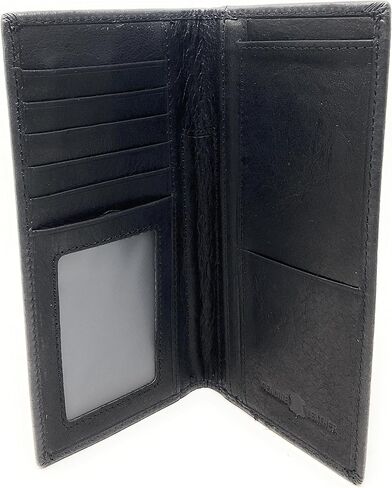 Western Basketweave Genuine Leather Cowhide Cow fur Praying Cowboy Men's Long Bifold Wallet in 3 colors (Brown) in Saudi Arabia