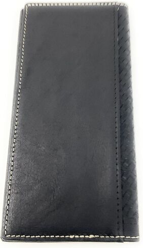 Western Basketweave Genuine Leather Cowhide Cow fur Praying Cowboy Men's Long Bifold Wallet in 3 colors (Brown) in Saudi Arabia