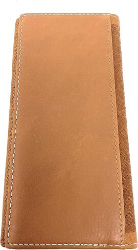 Western Basketweave Genuine Leather Cowhide Cow fur Praying Cowboy Men's Long Bifold Wallet in 3 colors (Brown) in Saudi Arabia