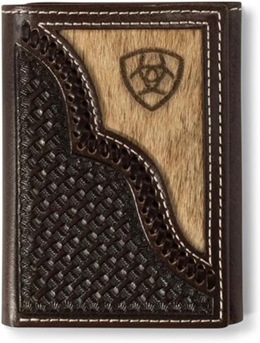 ARIAT MEN'S MENMAL BRIDLED HAIR LEATHER WALLET TRIFOLD in Saudi Arabia