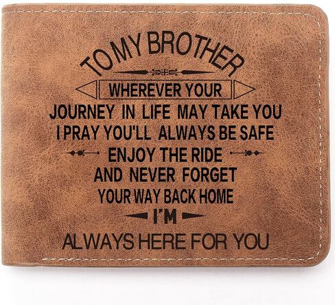 To My Brother Gifts,Leather Wallet for Men,Engraved Personalized Leather Wallet,Birthday Christmas Graduation Gifts (Brother) in Saudi Arabia