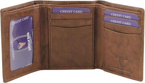 American Bison Trifold Classic Wallet for Men – RFID Blocking Cowhide Leather Wallet (Black) in Kuwait