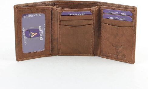 American Bison Trifold Classic Wallet for Men – RFID Blocking Cowhide Leather Wallet (Black) in Kuwait