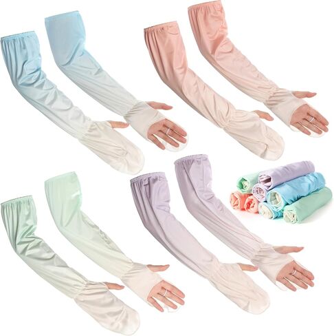 4 Pairs Driving Fingerless Sun Sleeves Adjustable Cooling Arm Sleeves with Gloves UV Protection Women Men Cycling in Saudi Arabia