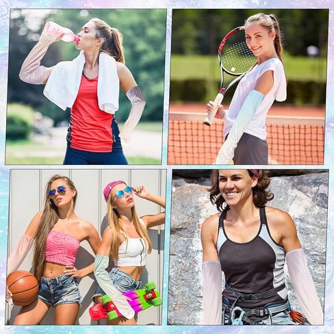4 Pairs Driving Fingerless Sun Sleeves Adjustable Cooling Arm Sleeves with Gloves UV Protection Women Men Cycling in Saudi Arabia