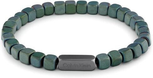 Calvin Klein Men's Jewelry - Square Hematite Beaded Bracelet - Adjustable and Comfortable - Fashion Statement for Everyday Wear - Gift for Him in Saudi Arabia