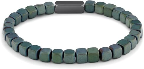 Calvin Klein Men's Jewelry - Square Hematite Beaded Bracelet - Adjustable and Comfortable - Fashion Statement for Everyday Wear - Gift for Him in Saudi Arabia