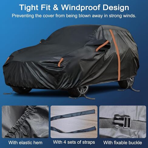 SUV Car Cover Custom Fit for Cadillac XT6 2020-2025, Full Car Cover Waterproof All Weather for Automobiles, Outdoor Sun Rain UV Snow Dust Protection, with Driver Door Zipper and Reflective Strips in Kuwait