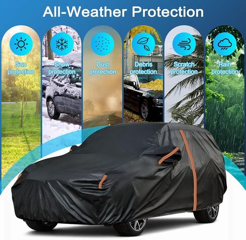 SUV Car Cover Custom Fit for Cadillac XT6 2020-2025, Full Car Cover Waterproof All Weather for Automobiles, Outdoor Sun Rain UV Snow Dust Protection, with Driver Door Zipper and Reflective Strips in Kuwait