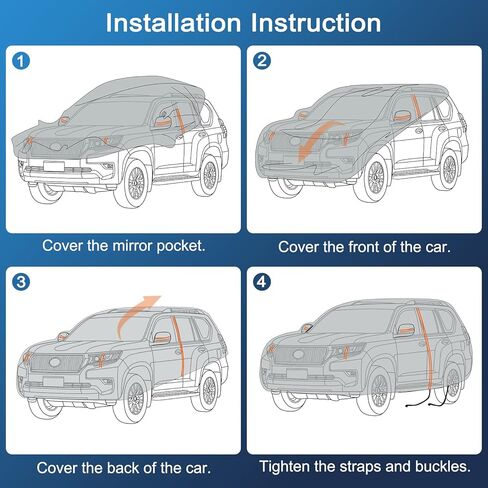SUV Car Cover Custom Fit for Cadillac XT6 2020-2025, Full Car Cover Waterproof All Weather for Automobiles, Outdoor Sun Rain UV Snow Dust Protection, with Driver Door Zipper and Reflective Strips in Kuwait