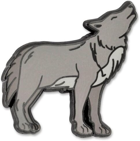Pinmart Gray Howling Wolf Wild Animal Monamel Lapel Pin in Saudi Arabia