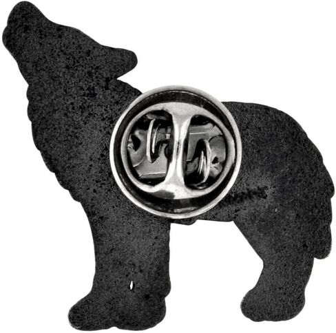 Pinmart Gray Howling Wolf Wild Animal Monamel Lapel Pin in Saudi Arabia
