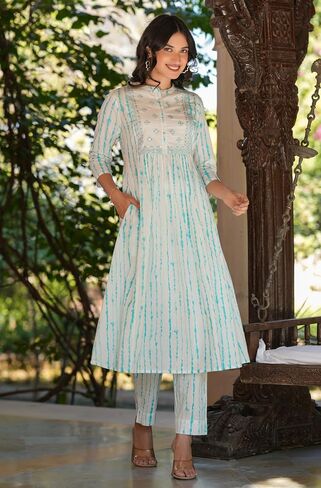 مجموعة Kurta Kurti للسيدات الهندية للنساء للنساء من القطن النقي A-LINE TINE و DYE LEND CARTA KURTI in Saudi Arabia