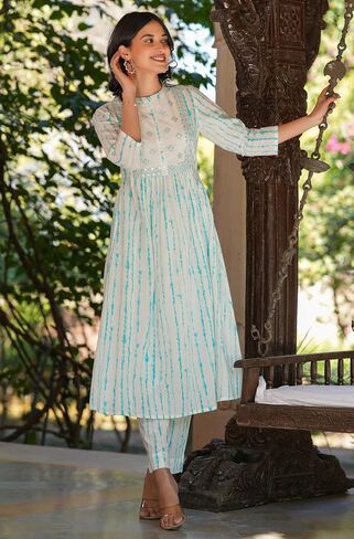 مجموعة Kurta Kurti للسيدات الهندية للنساء للنساء من القطن النقي A-LINE TINE و DYE LEND CARTA KURTI in Saudi Arabia