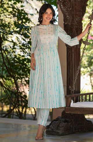 مجموعة Kurta Kurti للسيدات الهندية للنساء للنساء من القطن النقي A-LINE TINE و DYE LEND CARTA KURTI in Saudi Arabia