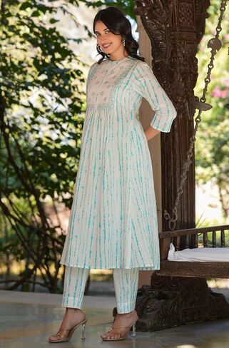 مجموعة Kurta Kurti للسيدات الهندية للنساء للنساء من القطن النقي A-LINE TINE و DYE LEND CARTA KURTI in Saudi Arabia