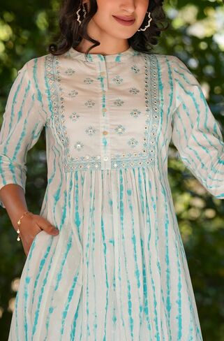 مجموعة Kurta Kurti للسيدات الهندية للنساء للنساء من القطن النقي A-LINE TINE و DYE LEND CARTA KURTI in Saudi Arabia