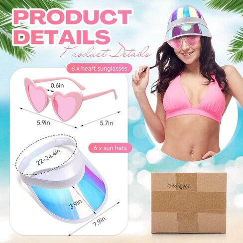 Sun Visor Hats and Heart Sunglasses Cap Clip-on Vintage UV Protection Beach Outdoor for Party Supplies in Kuwait