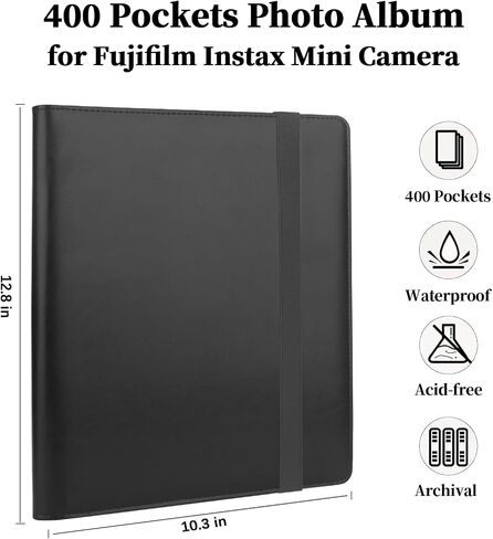 400 Pockets Photo Photo Camera Fujifilm Instax Mini Camera ، ألبوم لـ Fujifilm Instax Mini 11 12 90 70 9 8+ 8 Liplay Camera ، Polaroid Snap Pic-300 Z2300 Camera Instant (Black) in Saudi Arabia