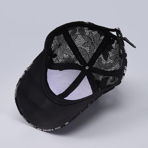 Women's Sun Hat Shiny Rhinestone Inlaid Baseball Cap Fashionable Lace Embroidery Lightweight Breathable Sunshade in Kuwait
