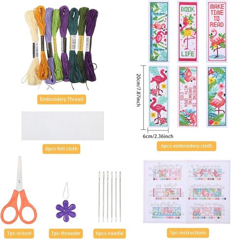 Origach 6 PCS Cross Stitch Stitch Kit للبالغين المبتدئين ، القطط اللطيفة في مجموعة الإشارة الإشارة إلى التطريز الخارجي المختوم مع تعليمات للمبتدئين المطبوعون مقاطع DIY لمحبي الكتب in Kuwait