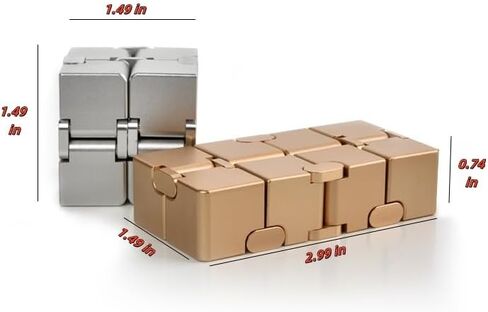 Aluminum Alloy Anti-Stress and Anxiety Finger Flip Cube for Adults, Men, and Women, Ideal Desk Toy for Work or Home - Infinity Cube Desk Toy (Blue) in Kuwait
