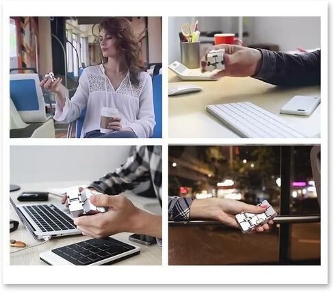 Aluminum Alloy Anti-Stress and Anxiety Finger Flip Cube for Adults, Men, and Women, Ideal Desk Toy for Work or Home - Infinity Cube Desk Toy (Blue) in Kuwait