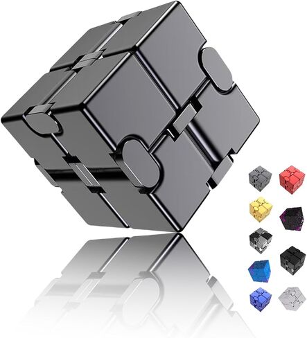 Aluminum Alloy Anti-Stress and Anxiety Finger Flip Cube for Adults, Men, and Women, Ideal Desk Toy for Work or Home - Infinity Cube Desk Toy (Blue) in Kuwait