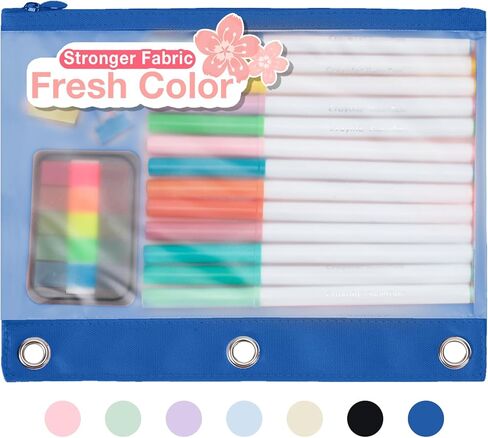 Forvencer Pencil Pouch for 3 Ring Binder, Large Capacity Binder Pencil Pouch with Smooth Zipper & 3 Reinforced Grommets, Pencil Case for Binder Clear Window to Organize School Office Supplies, Purple in Kuwait