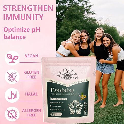 Vital Natural Feminine Balance Gummies for Women Health, Hawaiian Pineapple Flavor, Vegan, Gluten-Free ，Supports Women Vitality & Gut Health - 60 Gummies (1) in Saudi Arabia