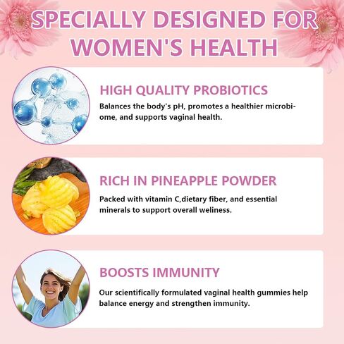 Vital Natural Feminine Balance Gummies for Women Health, Hawaiian Pineapple Flavor, Vegan, Gluten-Free ，Supports Women Vitality & Gut Health - 60 Gummies (1) in Saudi Arabia