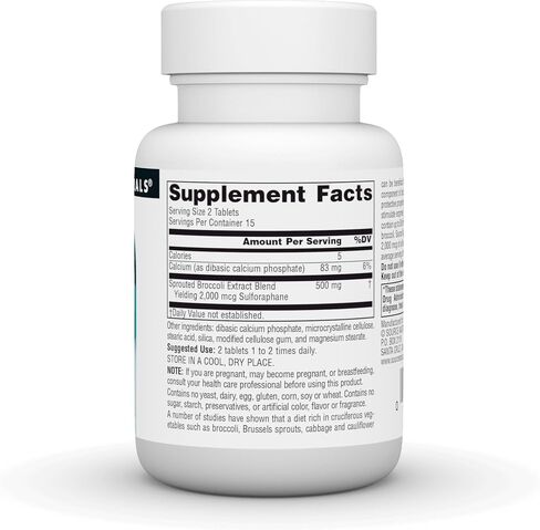 Source Naturals Broccoli Sprouts Extract, Provides 2,000 mcg of Sulforaphane per Serving, 250 mg - 60 Tablets in Saudi Arabia