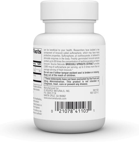 Source Naturals Broccoli Sprouts Extract, Provides 2,000 mcg of Sulforaphane per Serving, 250 mg - 60 Tablets in Saudi Arabia