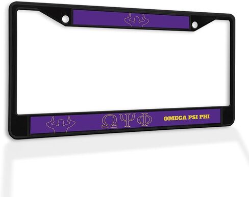 FastasticDeals Metal Insert لوحة ترخيص إطار Omega psi phi ملحقات السيارة المضاد للطقس الأسود 2 ثقوب ملحق الصلبة in Saudi Arabia
