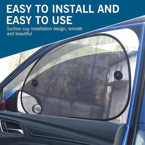 2 PCS Window Window Window ، ظلال نافذة تلقائية للشبكة للطفل ، أغطية نافذة التبريد لكتلة الأشعة الضارة ، ظلال 25 "× 15" للنوافذ الجانبية مع مصاصة ، لمعظم واقي السيارات (أسود) in Saudi Arabia
